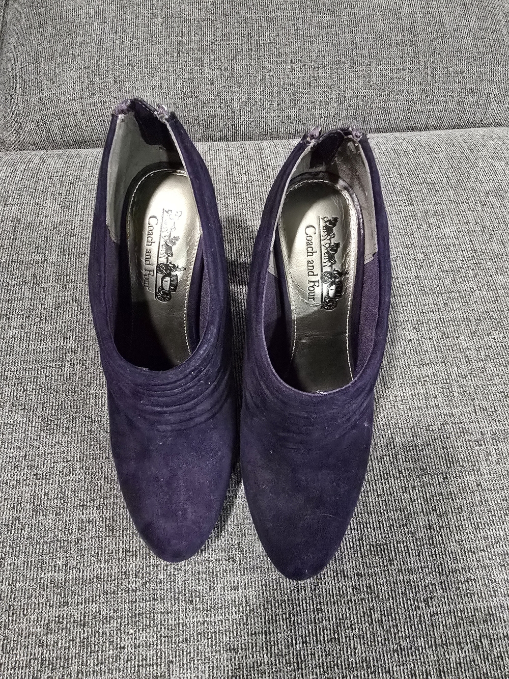 Coach and Four Deep Purple Suede Pointed Toe Booties